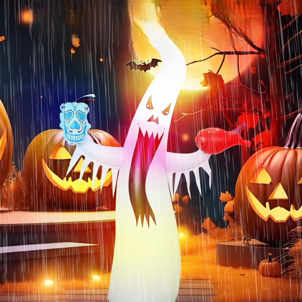 Inflatable Ghost Figure with LED Lighting for Halloween Parties, Garden Decoration, Outdoor Décor and Holidays | Sansoti