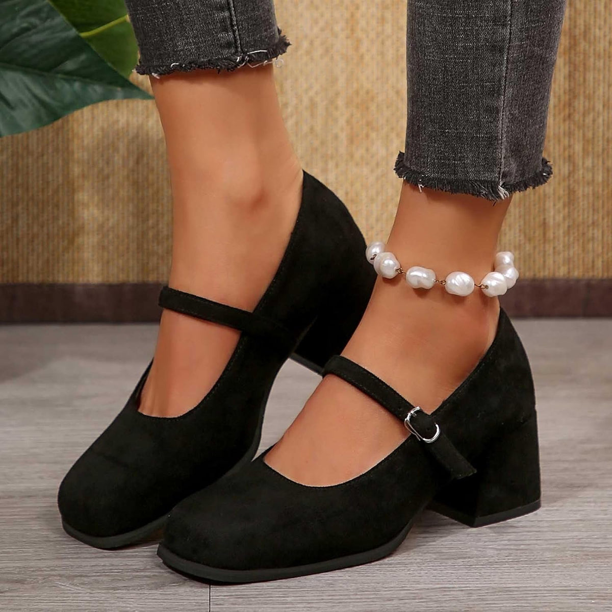 Suède Pumps met Gesp Dames Blokhak 5cm Klassiek Feest Dirndl Schoenen Oktoberfest Stijl Comfortabel Elegant | Sansoti