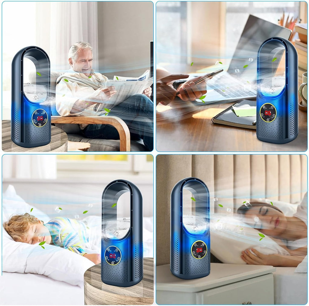 Draagbare Aircooler USB Mini Ventilator 6 Standen 100ml Slaapkamer Bureau Stil Energiezuinig Wieltjes Afstandsbediening | Sansoti