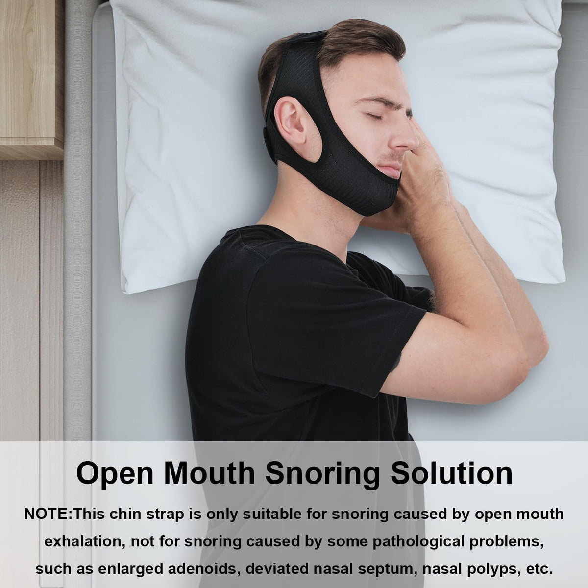 Jugulaire antironflement réglable, douce et respirante, pour le repos nocturne, l’apnée du sommeil, le maintien de la bouche et un meilleur sommeil | Sansoti