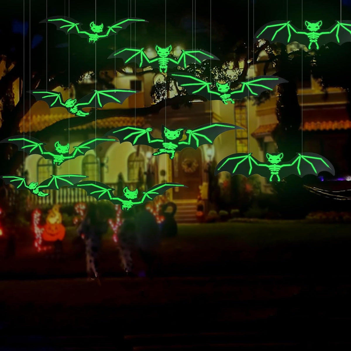 Hangende 3D Vleermuizen Glow-in-the-Dark 10 Stuks Halloween Decoratie Feest Indoor Outdoor Wanddecoratie | Sansoti
