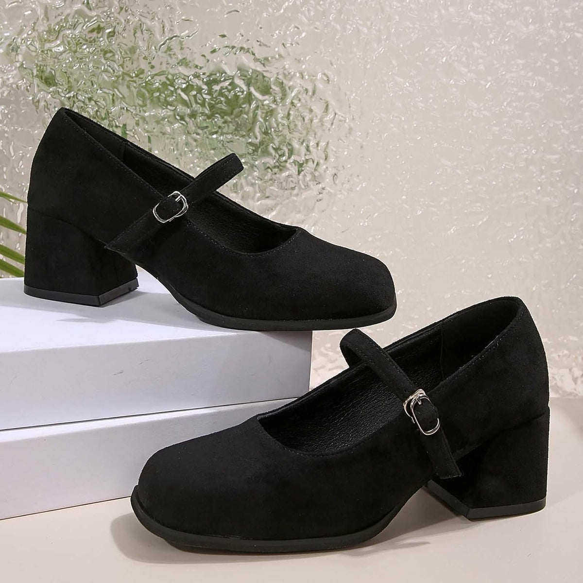 Suède Pumps met Gesp Dames Blokhak 5cm Klassiek Feest Dirndl Schoenen Oktoberfest Stijl Comfortabel Elegant | Sansoti