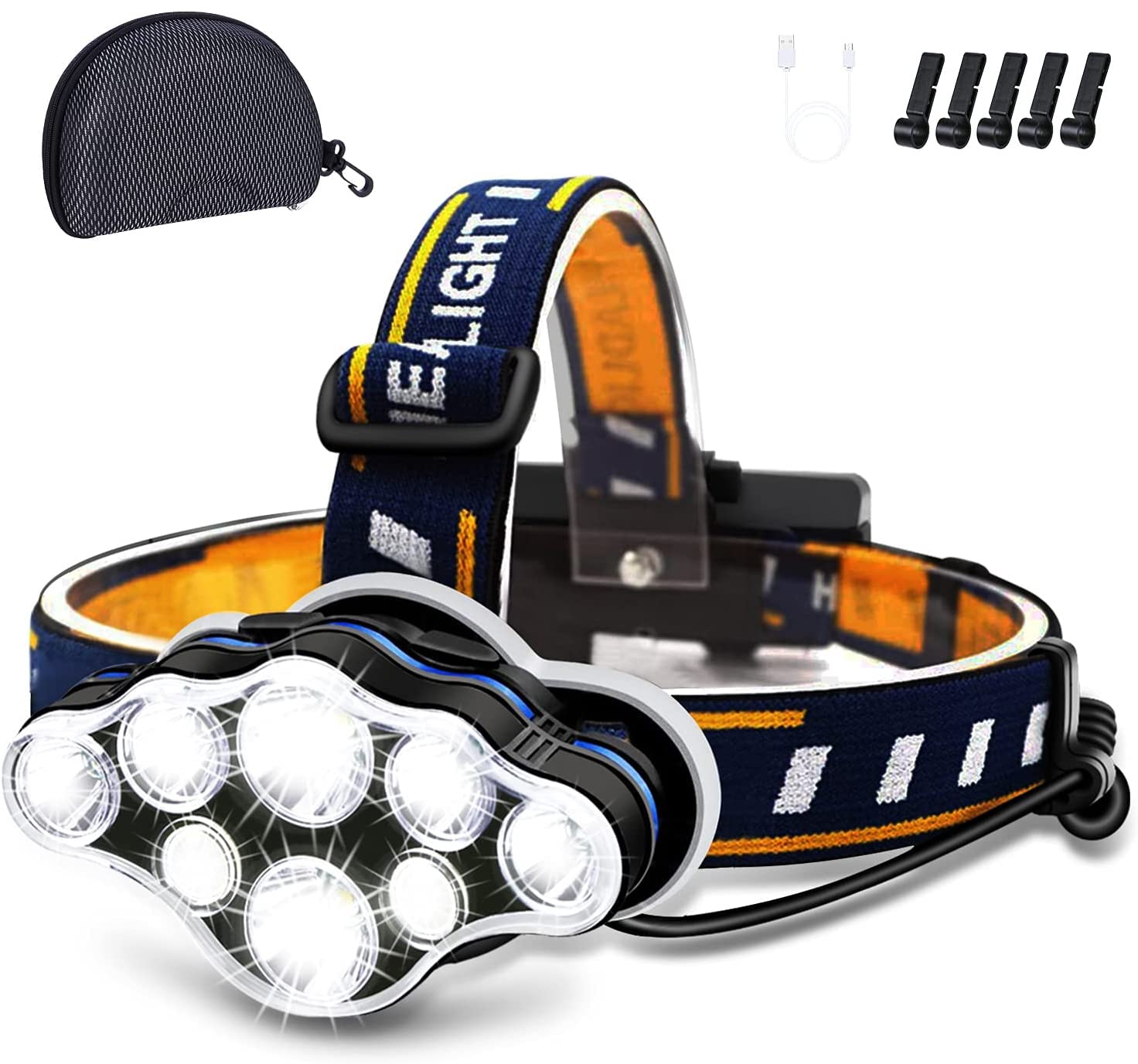 Oplaadbare LED Hoofdlamp 18000 Lumen 8 Verlichtingsstanden Waterdicht Verstelbare Hoofdband Outdoor Camping | Sansoti