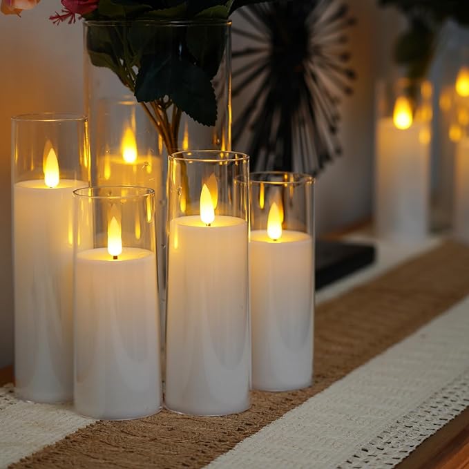 Vlamloze LED Kaarsenset 9 Stuks Acryl Flikkerlicht Sfeerverlichting Decoratie Timer Afstandsbediening | Sansoti