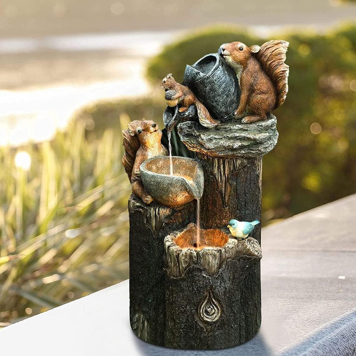 Tafelfonteintje op Zonne-energie met Dierenfiguur LED-verlichting Balkon Terras Tuin Decoratie | Sansoti