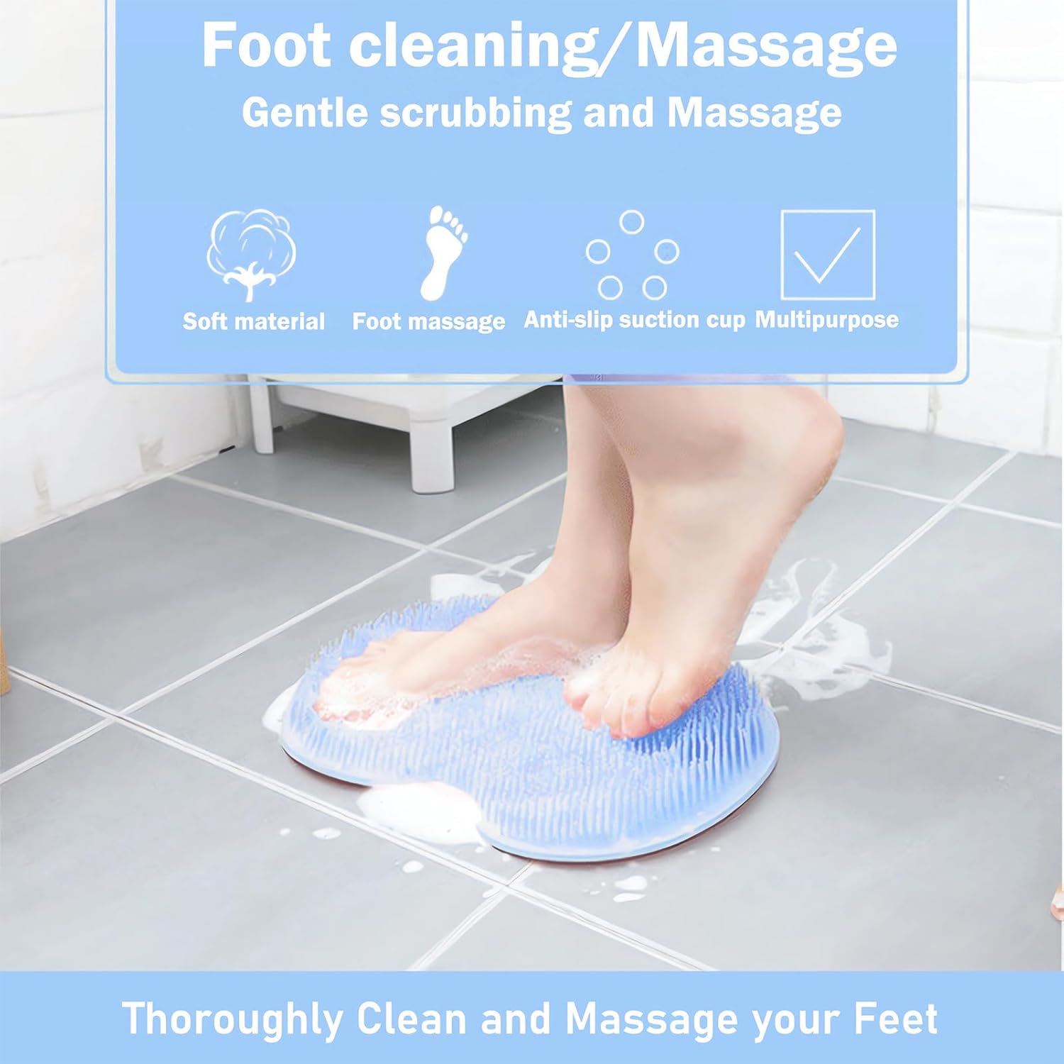 Fußmassage Duschmatte mit Saugnäpfen – freihändiges Fußpeeling & Massage | Restfield