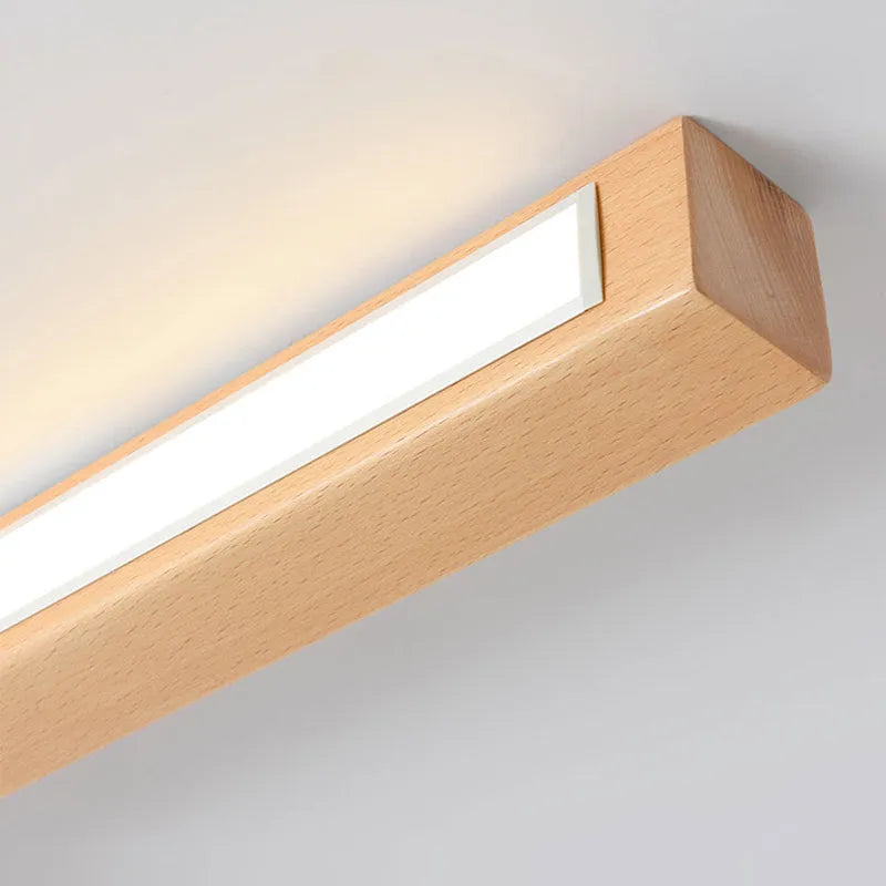 Plafonnier linéaire en bois et acrylique 60 cm 100 cm à LED, trois modes d’éclairage, design moderne scandinave, chambre | Sansoti