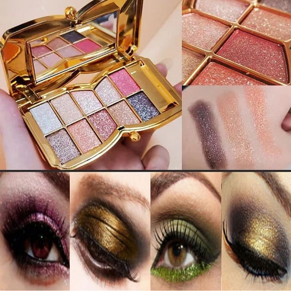 10-Kleurige Glitteroogschaduw Palet – Hoogglans Shimmer Poeder Make-up voor Glamoureuze Oogmake-up – Intense Pigmentatie | Sansoti