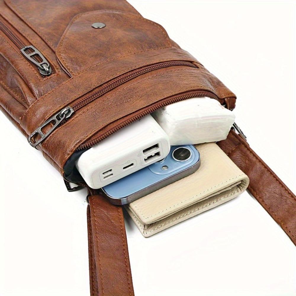 Vintage Schoudertas Retro Crossbody Kunstleer Dames Compacte Handtas Verstelbare Riem Casual Stijl Dagelijks | Sansoti