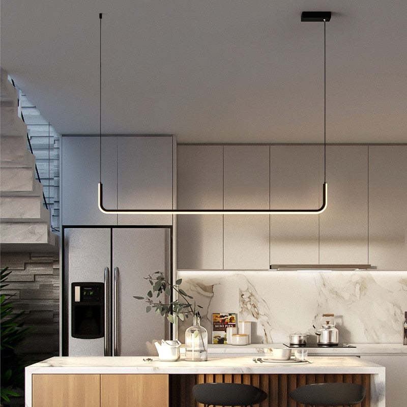 LED-Hängeleuchten Doppelrahmen Linear Modern Schwarz Gold Esszimmer Wohnzimmer Designbeleuchtung Stimmungsvolle Beleuchtung | Sansoti