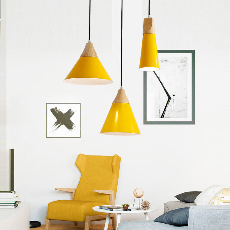 Suspension bois aluminium E27 colorée salle à manger salon cuisine lampe design moderne | Restfield