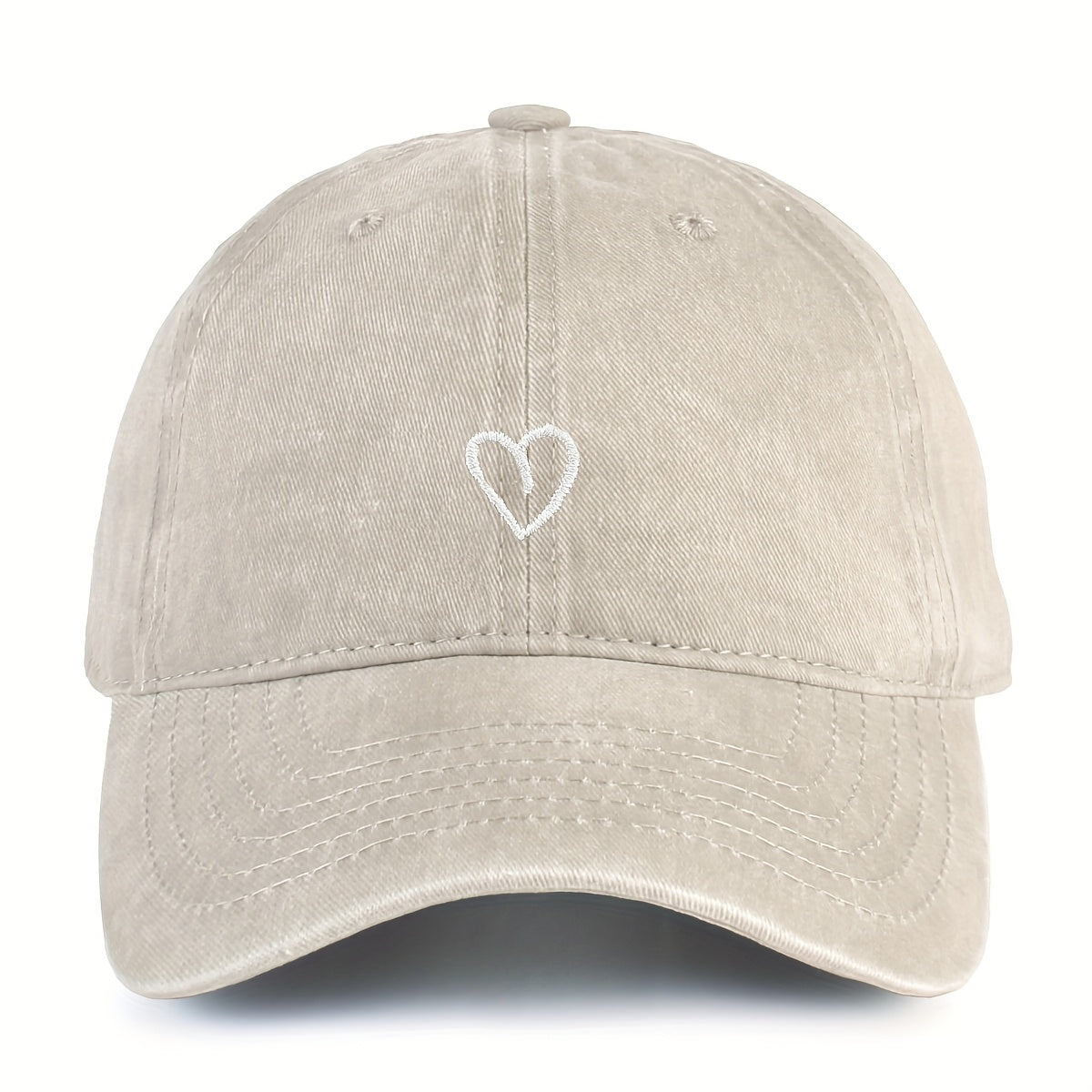 Vintage Baseballcap met Hartstiksel – Verstelbaar Katoen Gewassen Stijl Sportpet Zomerpet Dames Heren Casual Cap | Sansoti