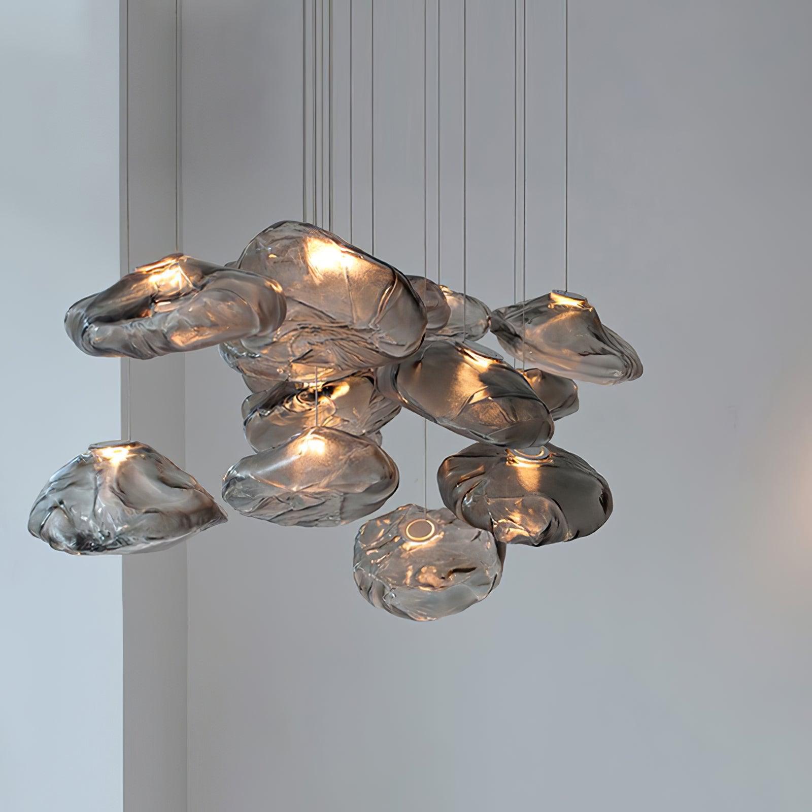 Glazen Hanglamp met Organische Textuur Transparant Rookgrijs Amber | Sansoti