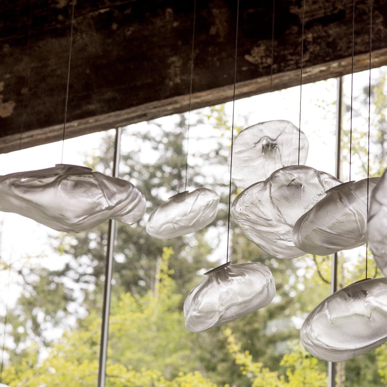 Glazen Hanglamp met Organische Textuur Transparant Rookgrijs Amber | Sansoti