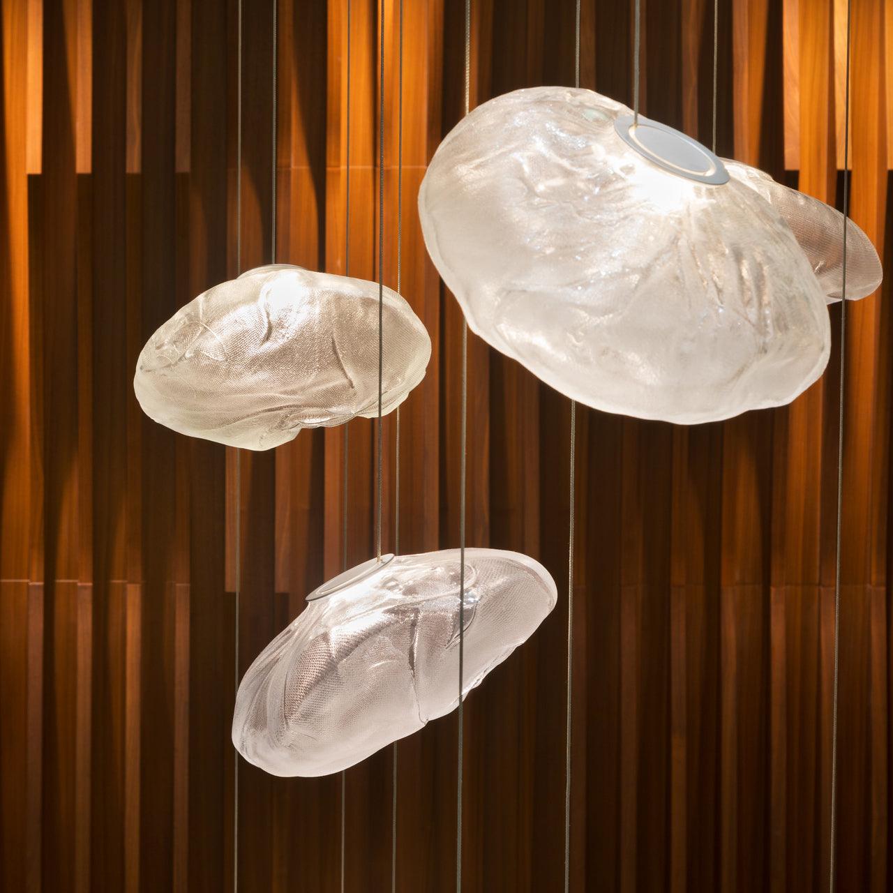 Glazen Hanglamp met Organische Textuur Transparant Rookgrijs Amber | Sansoti