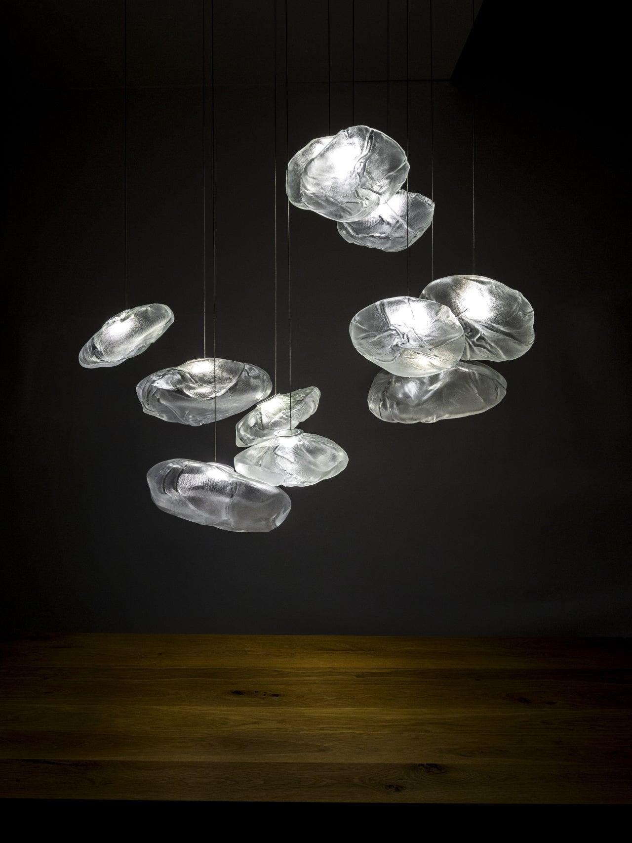Glazen Hanglamp met Organische Textuur Transparant Rookgrijs Amber | Sansoti