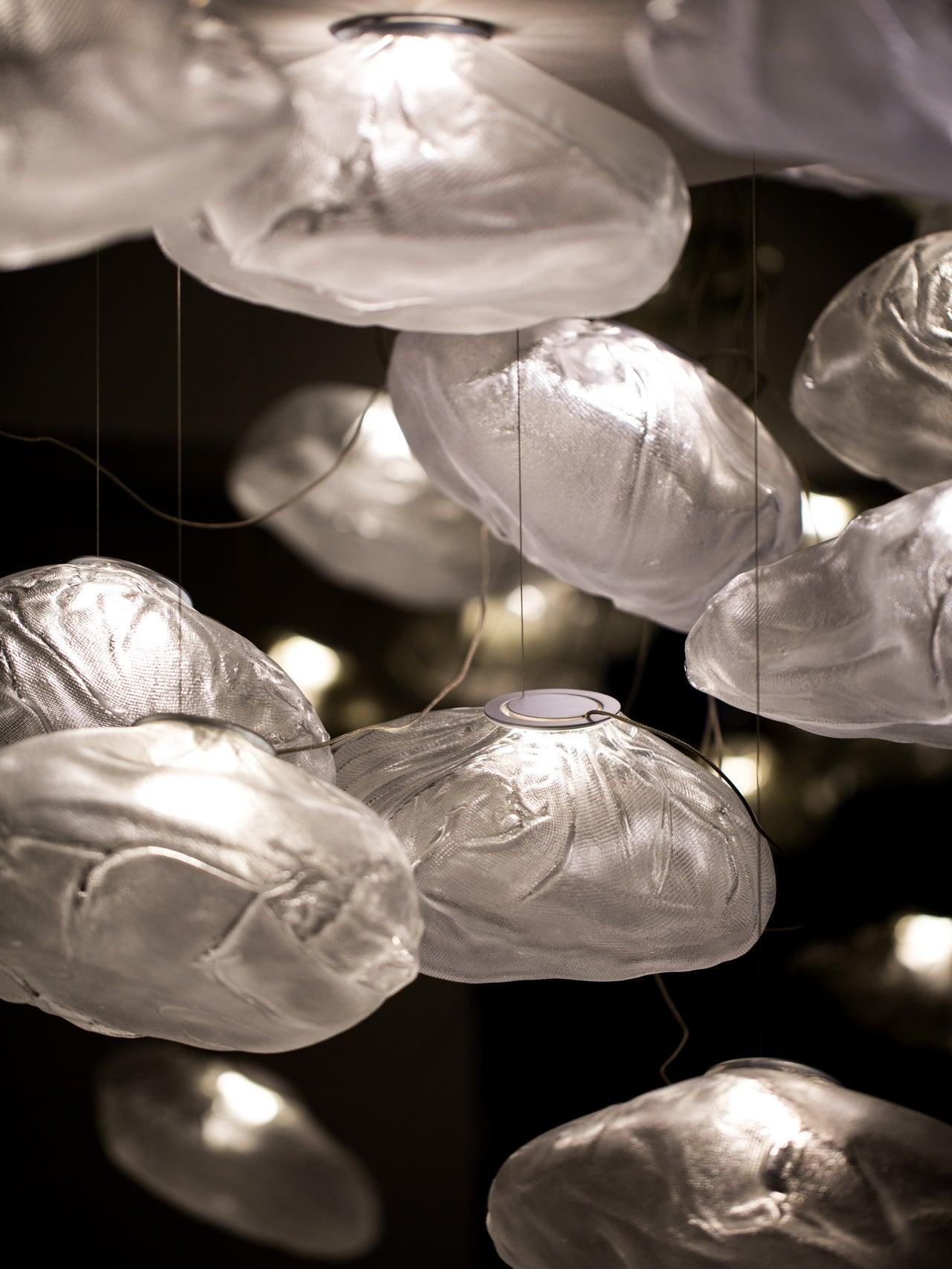 Glazen Hanglamp met Organische Textuur Transparant Rookgrijs Amber | Sansoti