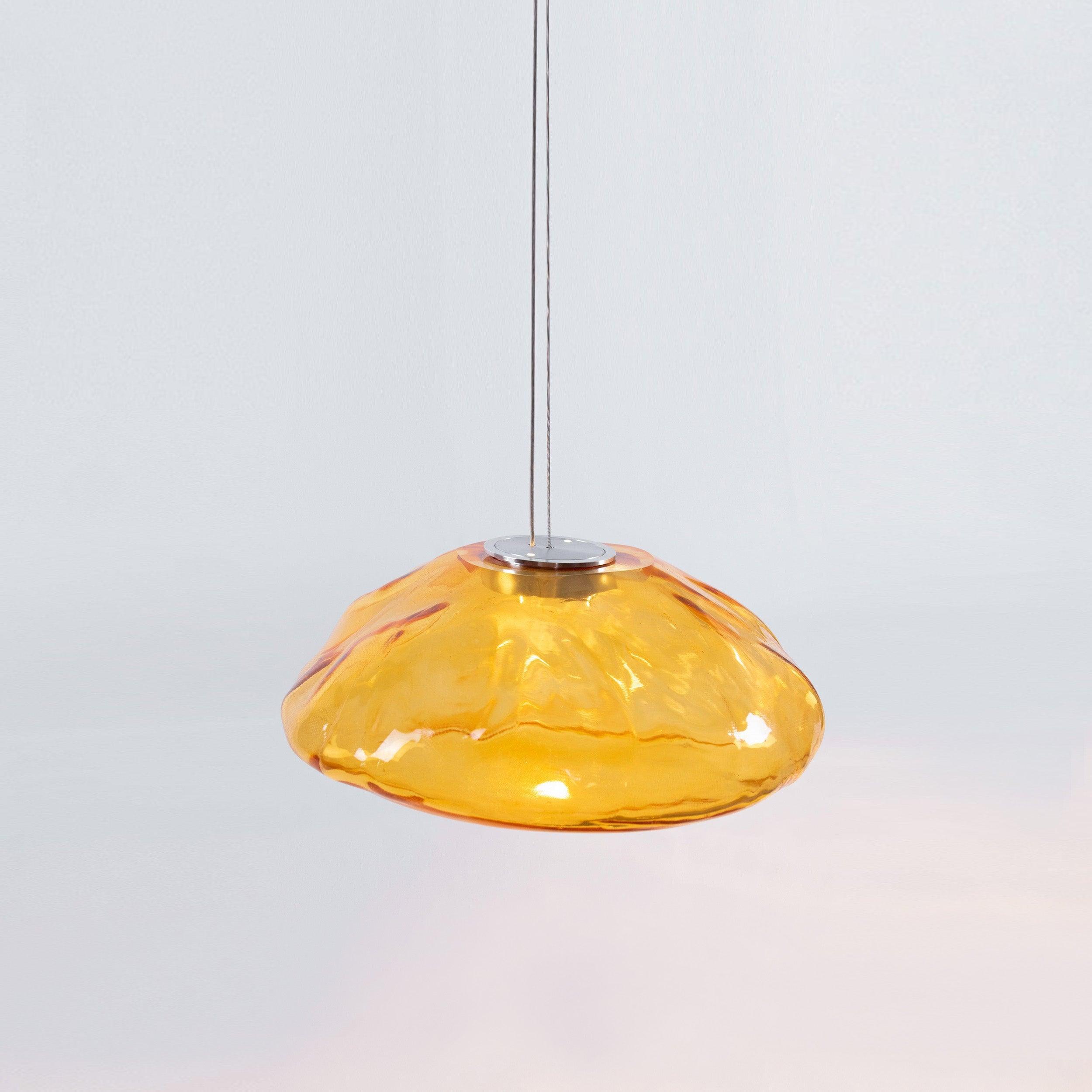 Glazen Hanglamp met Organische Textuur Transparant Rookgrijs Amber | Sansoti