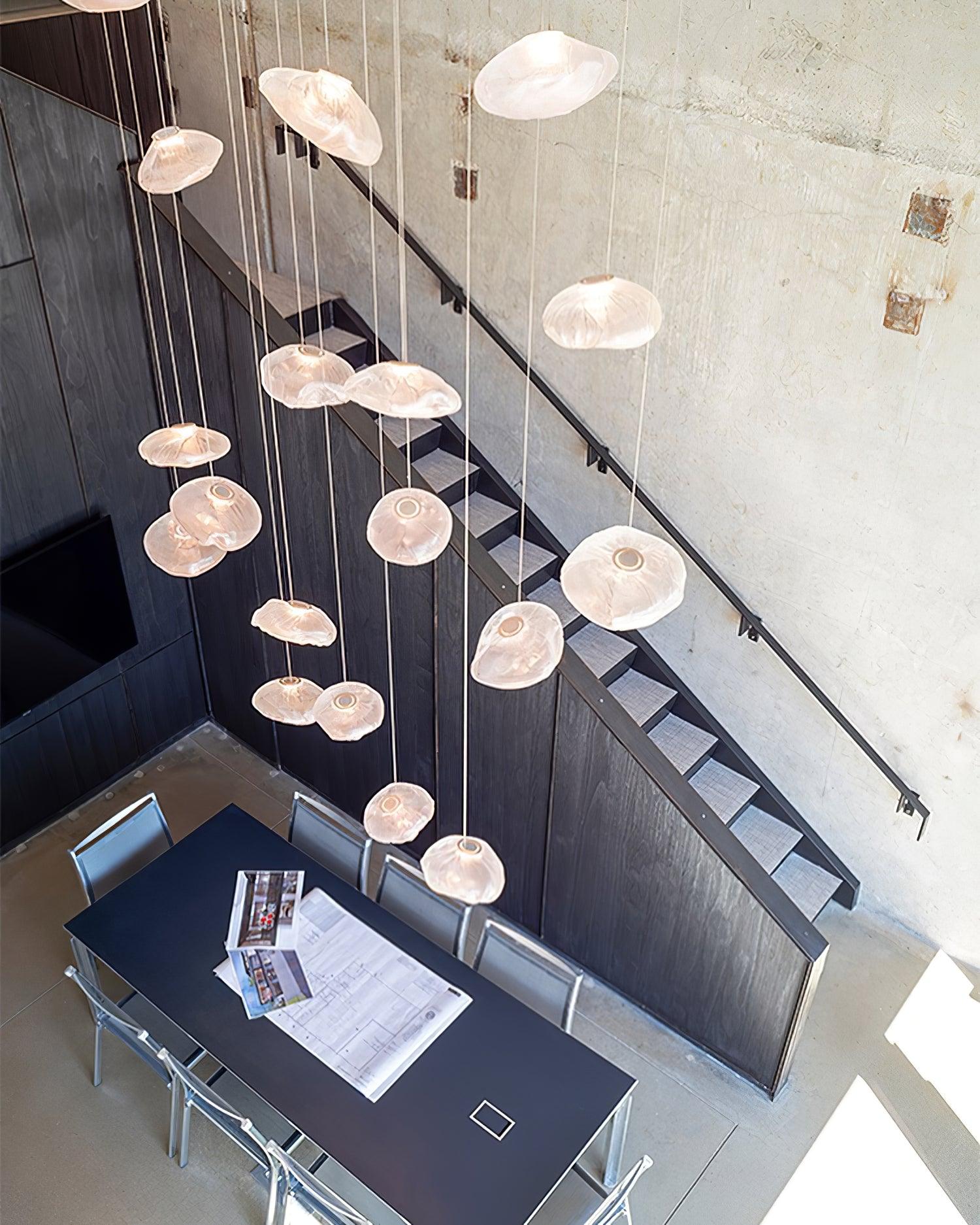 Glazen Hanglamp met Organische Textuur Transparant Rookgrijs Amber | Sansoti