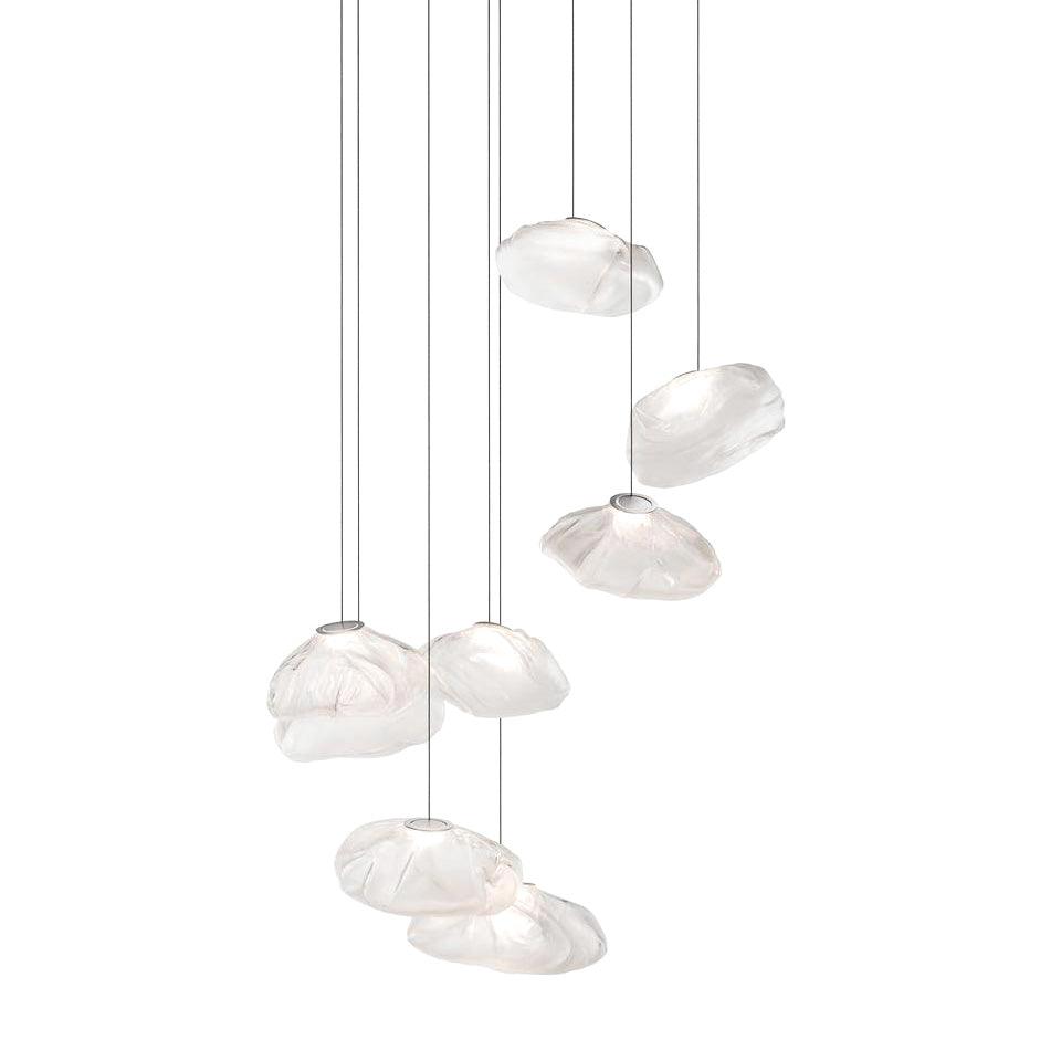 Glazen Hanglamp met Organische Textuur Transparant Rookgrijs Amber | Sansoti