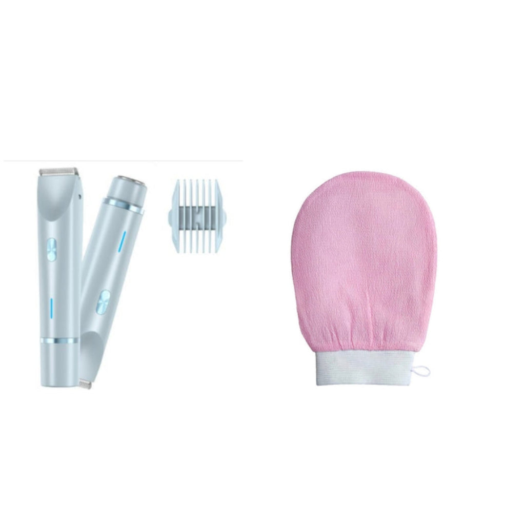 Set d'épilation électrique pour femmes 2-en-1 avec tête de rasage et tondeuse, utilisation à sec ou sous l'eau, corps, visage et maillot | Sansoti