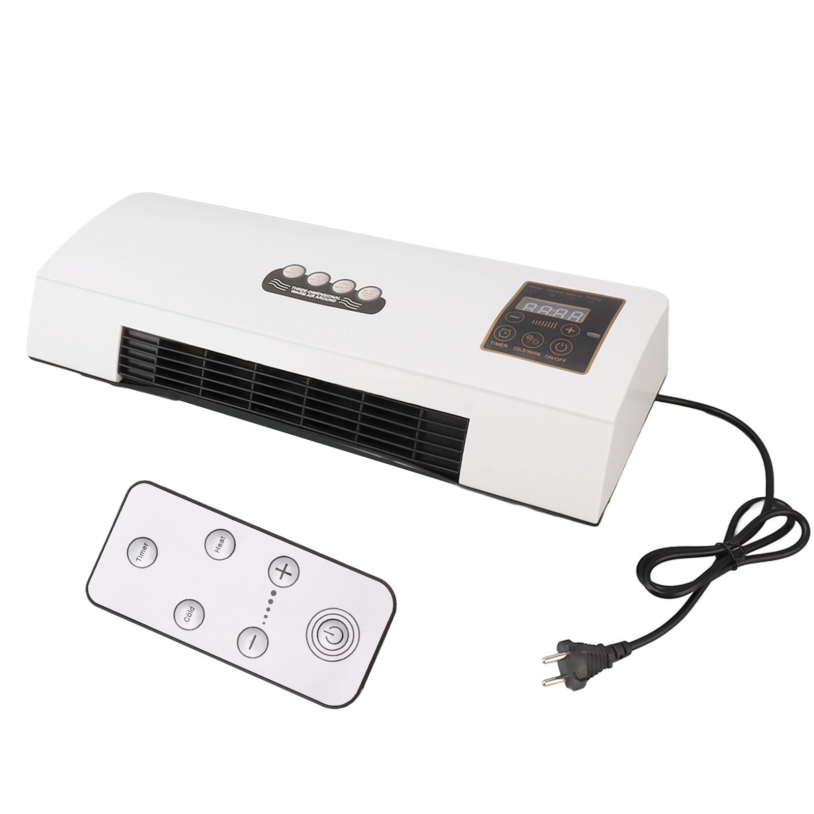 Airco Wandmontage 1800W 4-in-1 Klimaatunit Koeling Verwarming Ventilator Ontvochtiger LCD Afstandsbediening 10m Timer 23dB Slaapkamer Kantoor | Sansoti