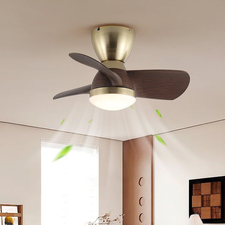 Plafondventilator met Verlichting Elora in Messing en Hout — Minimalistische Ventilator met LED Afstandsbediening | Sansoti