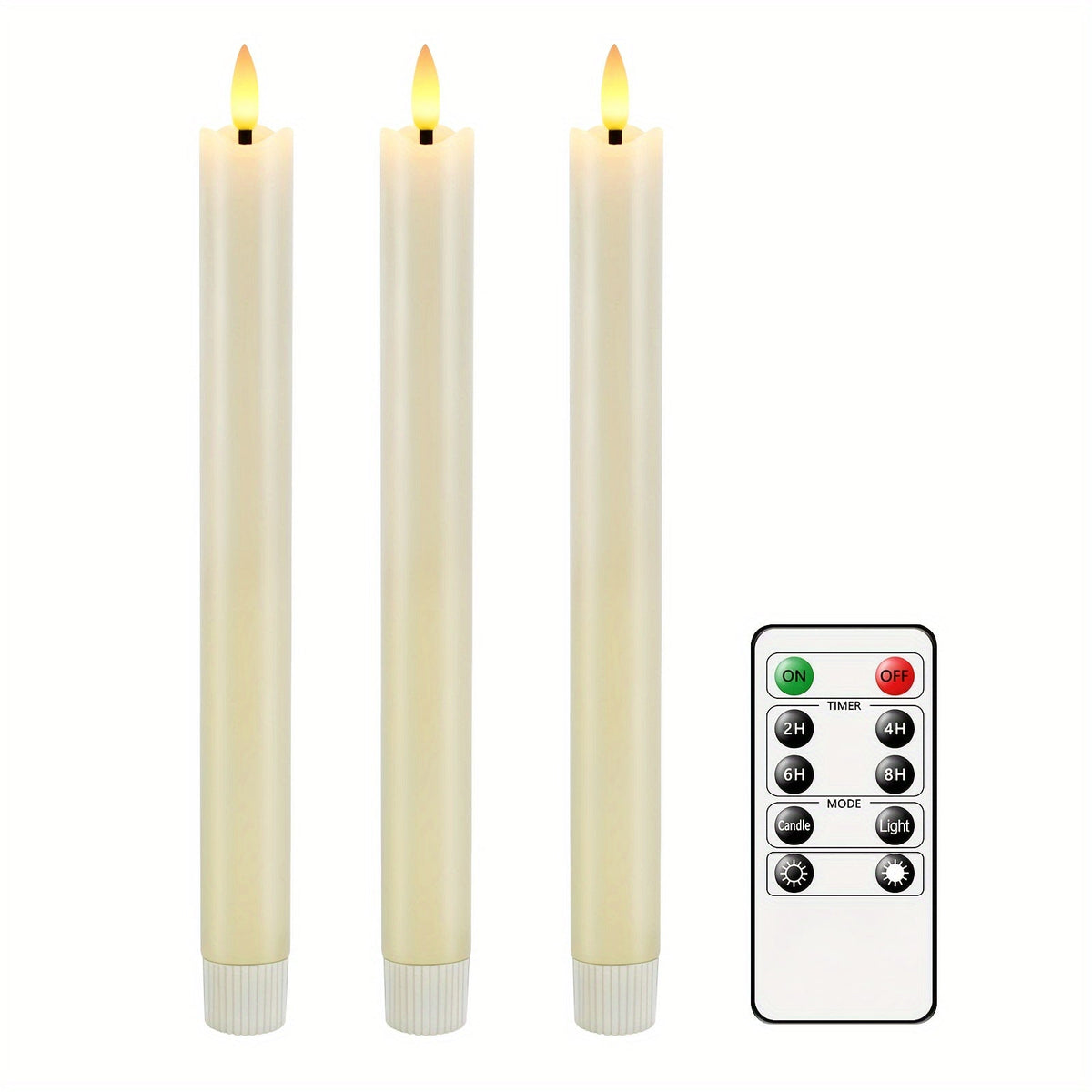 Kegelkaarsen LED Set met Afstandsbediening Ivoor Tafelverlichting Flikkerlicht Bruiloft Decoratie Sfeerlicht | Sansoti