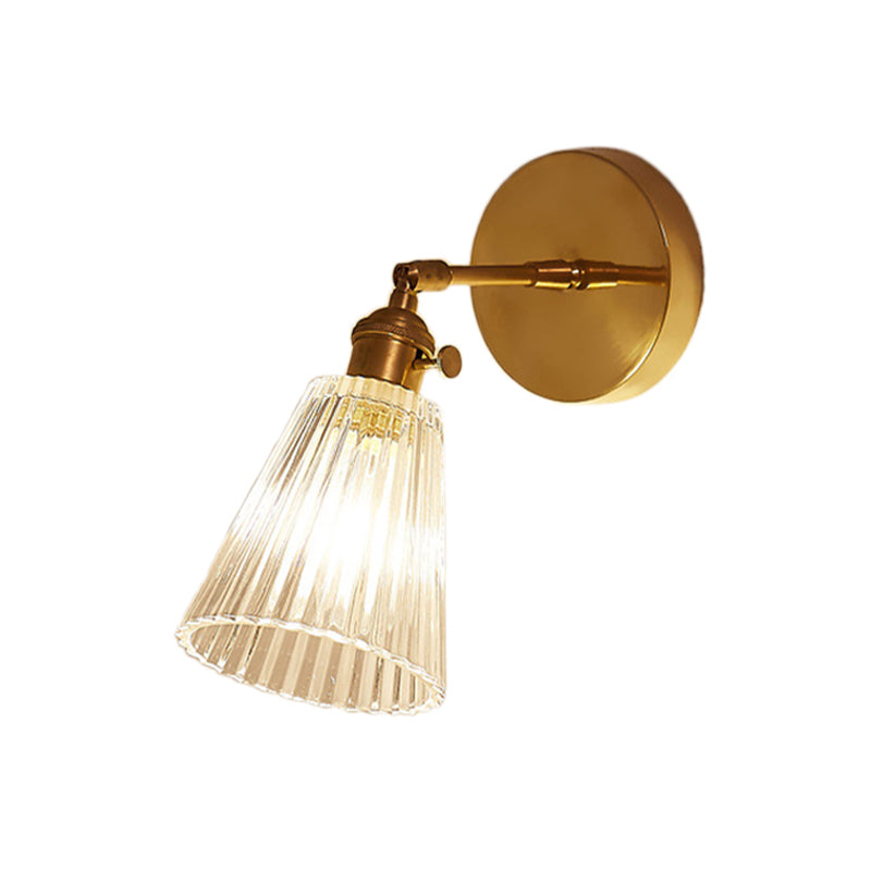 Wandlamp Goud Industrieel Geribbeld Glas Messing Slaapkamer Woonkamer Retro Loft | Sansoti