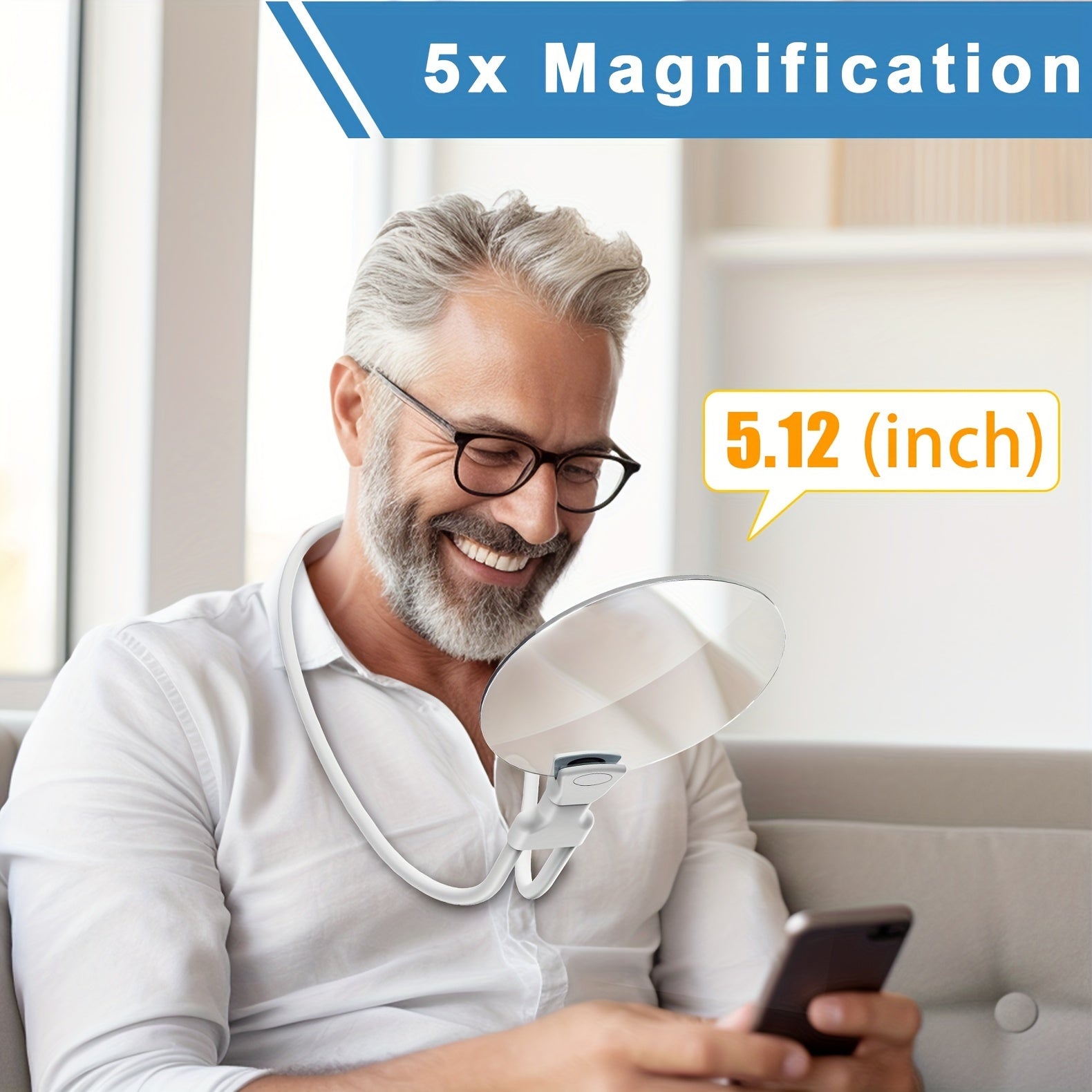 Halsketting Vergrotingsglas 5x Vergroting Flexibele Nek Handsfree Leeshulp voor Lezen Handwerken Hobbys | Sansoti