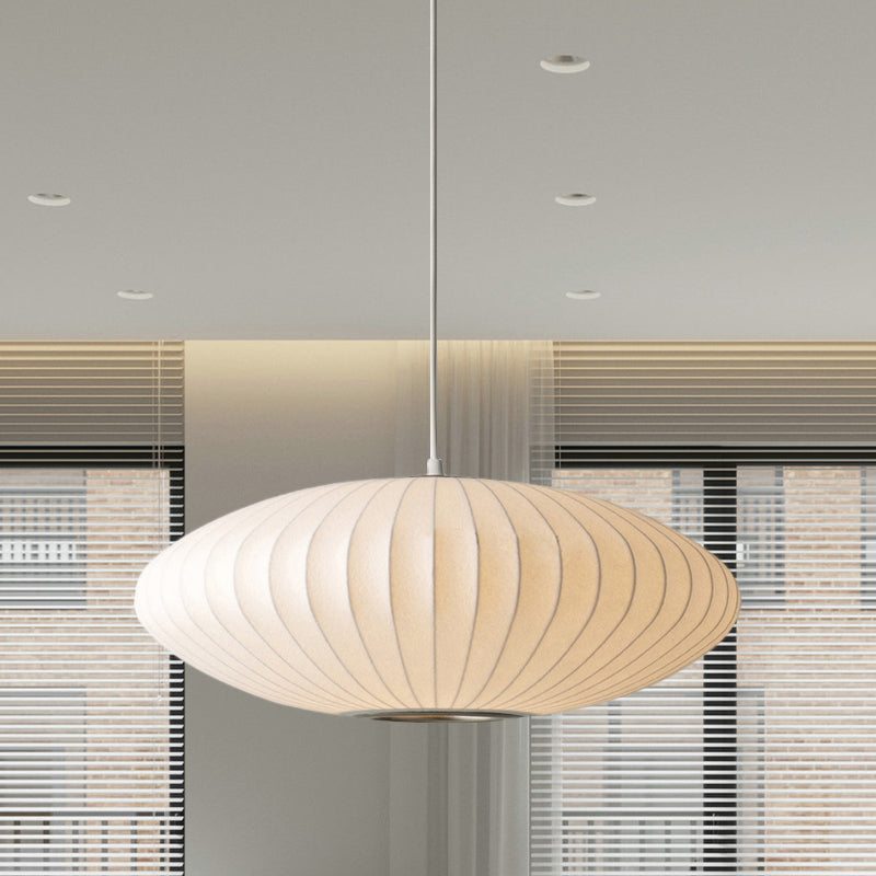 Schotelvormige Hanglamp Wit Stof 1 Lichtpunt Modern Design – Verkrijgbaar in 40 cm, 50 cm en 60 cm | Sansoti