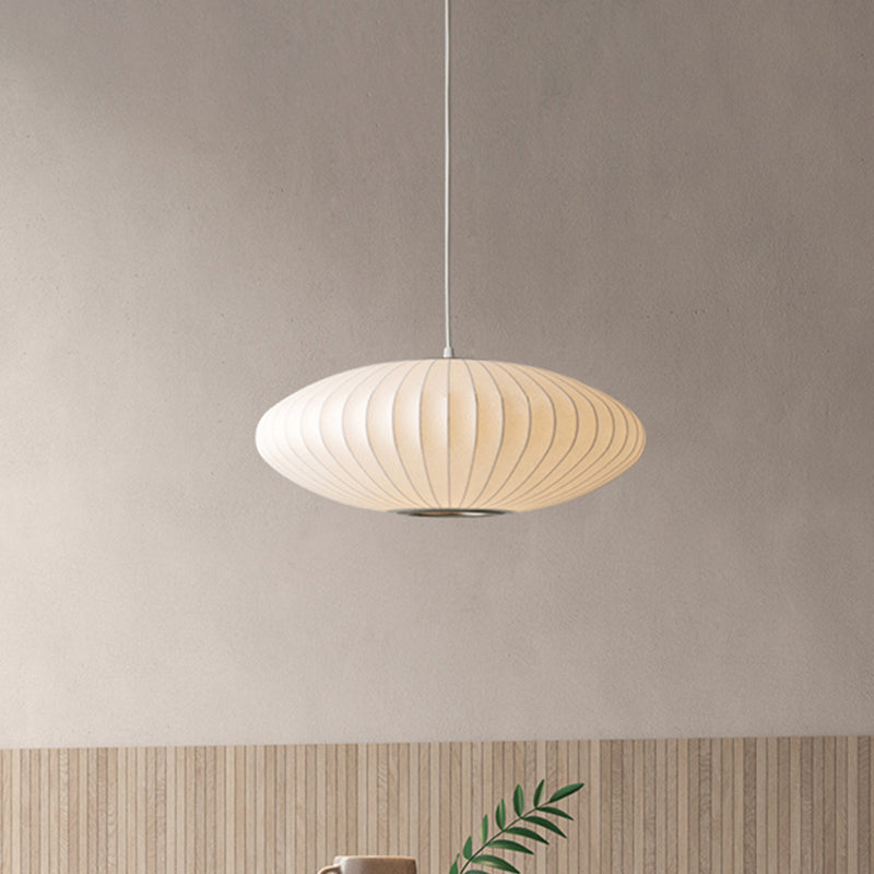 Schotelvormige Hanglamp Wit Stof 1 Lichtpunt Modern Design – Verkrijgbaar in 40 cm, 50 cm en 60 cm | Sansoti