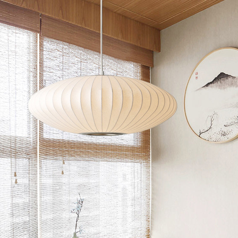 Schotelvormige Hanglamp Wit Stof 1 Lichtpunt Modern Design – Verkrijgbaar in 40 cm, 50 cm en 60 cm | Sansoti