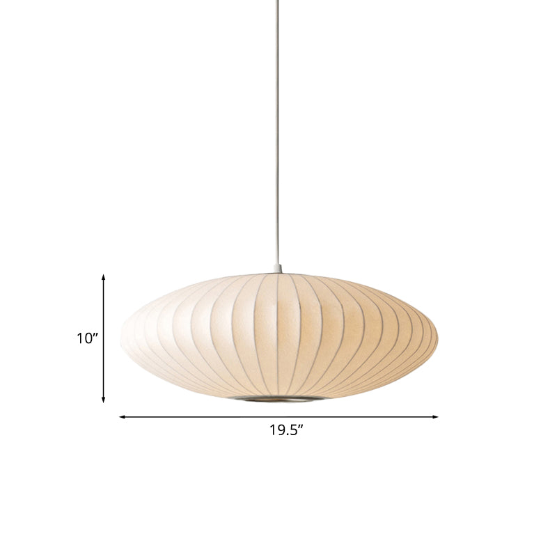 Schotelvormige Hanglamp Wit Stof 1 Lichtpunt Modern Design – Verkrijgbaar in 40 cm, 50 cm en 60 cm | Sansoti
