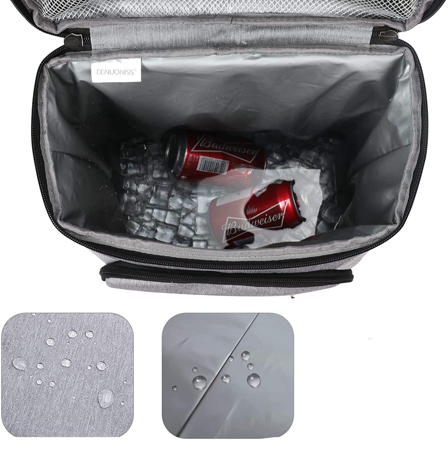 Koelrugzak Geïsoleerd 18L 30L Waterdicht Oxford Nylon Zwart Grijs Picknick Camping Strand | Sansoti