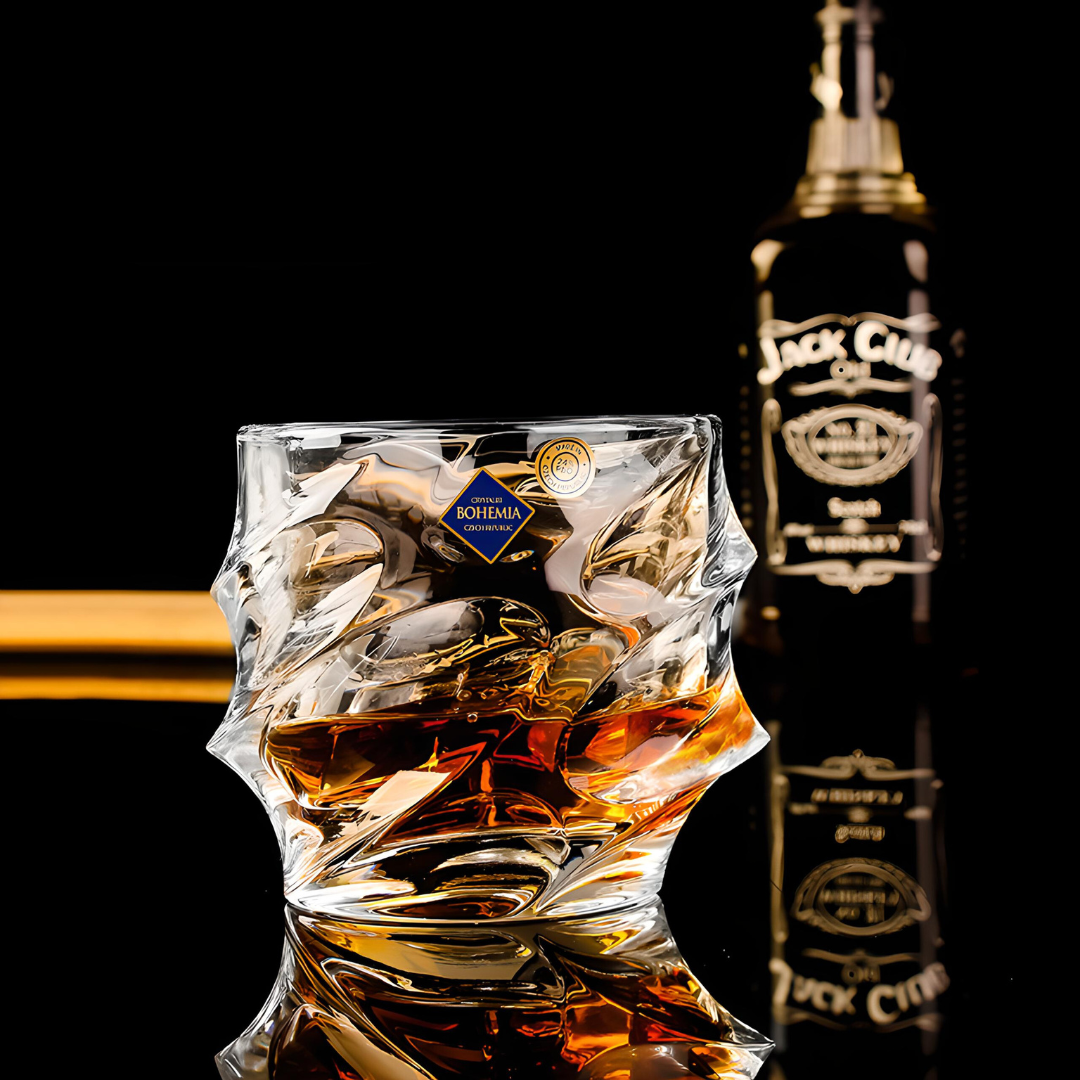 Kristallen Whiskyglas met Tornadovorm 300ml voor Premium Drankbeleving | Handgemaakt Japans-Geïnspireerd Spiraaldesign | Sansoti
