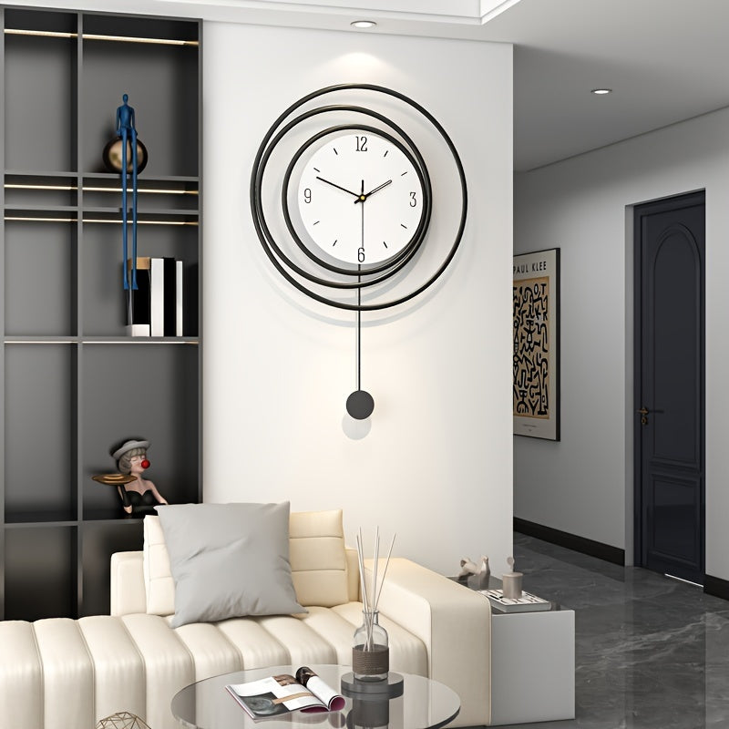 Metalen Wandklok Modern Minimalistisch – 72 cm hoog en 45 cm breed met Stil Uurwerk – Zwarte Muurdecoratie voor Woonkamer Kantoor | Sansoti