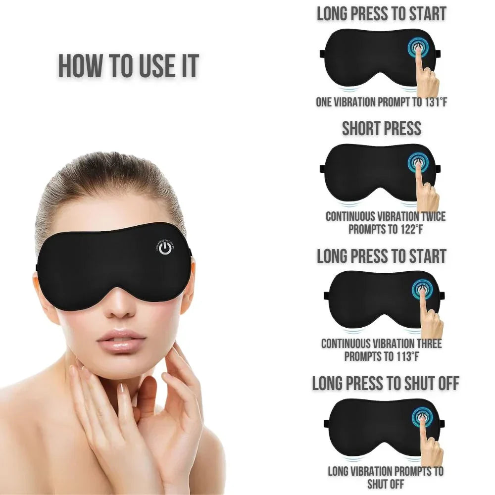 Heated Eye Mask Wireless with 3 Heat Settings USB Rechargeable for Relaxation at Home or on the Go | Sansoti