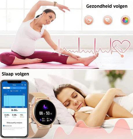 Smartwatch Dames met Hartslagmeter en Belfunctie — Fitness Tracker Bluetooth Stappenteller Slaapmonitoring Bloedzuurstofmeting | Sansoti