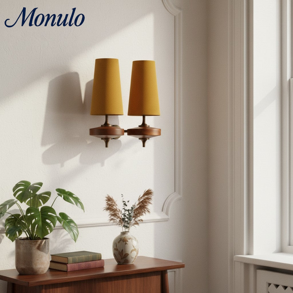 Retro Wandlamp met Stoffen Kap – Vintage Verlichting voor Slaapkamer | Sansoti