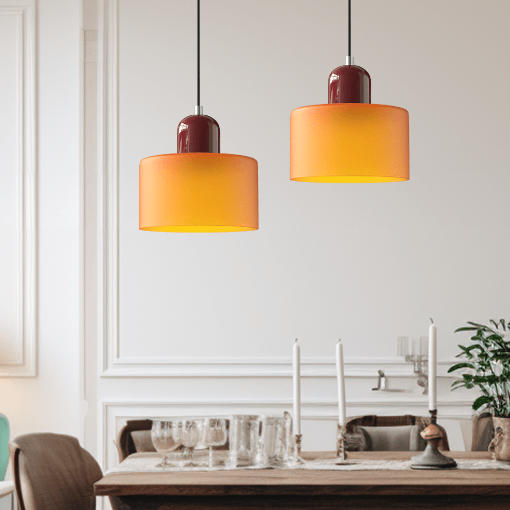 Glass Pendant Lamp Bauhaus Style Handwoven Finish Dining Room Living Room | Sansoti