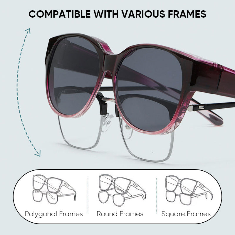 Overzet Zonnebril met Gepolariseerde UV400 Glazen – Past Over Normale Bril – Trendy Cat-Eye Montuur | Sansoti