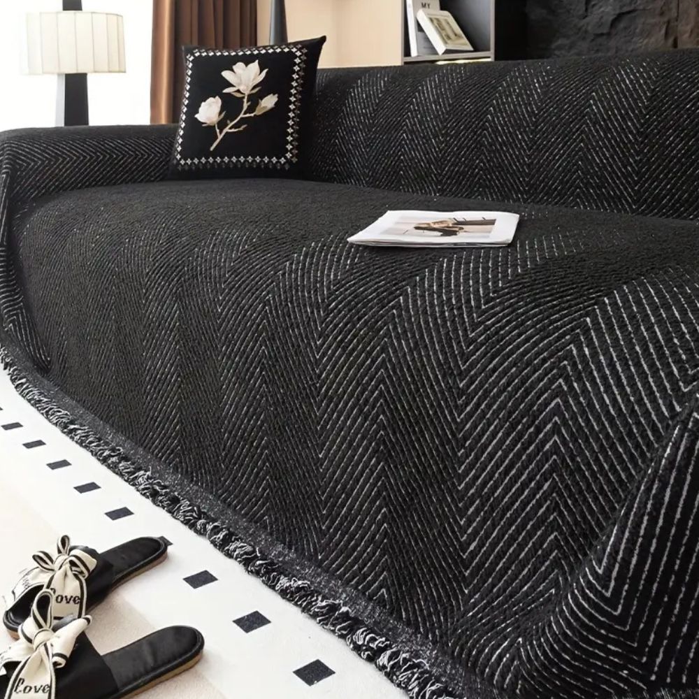 Housse de canapé tissée à motif chevrons – Plaid protecteur pour canapé et fauteuil | Restfield
