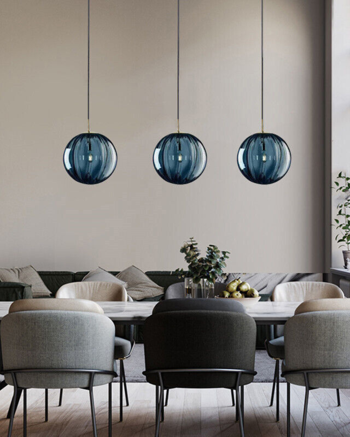 Glazen Hanglamp Bol met Structuur Grijs Bruin Rood Groen Amber Eetkamer Woonkamer | Sansoti