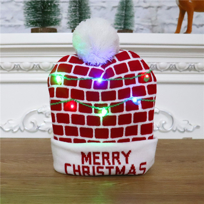 Gebreide Kerstmuts met LED-Verlichting op Batterij Winteraccessoire Feestelijk Design Kerstsfeer Kerstmis | Sansoti