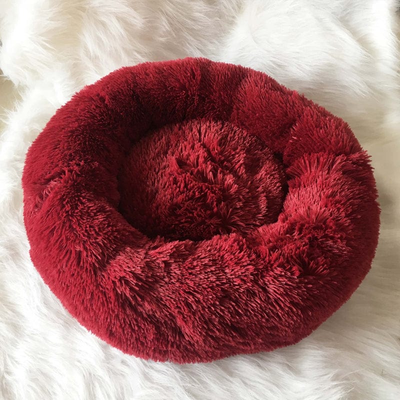 Panier rond pour animal de compagnie à bord surélevé, couchage moelleux pour chien ou chat, nid douillet avec coussin chaud | Sansoti