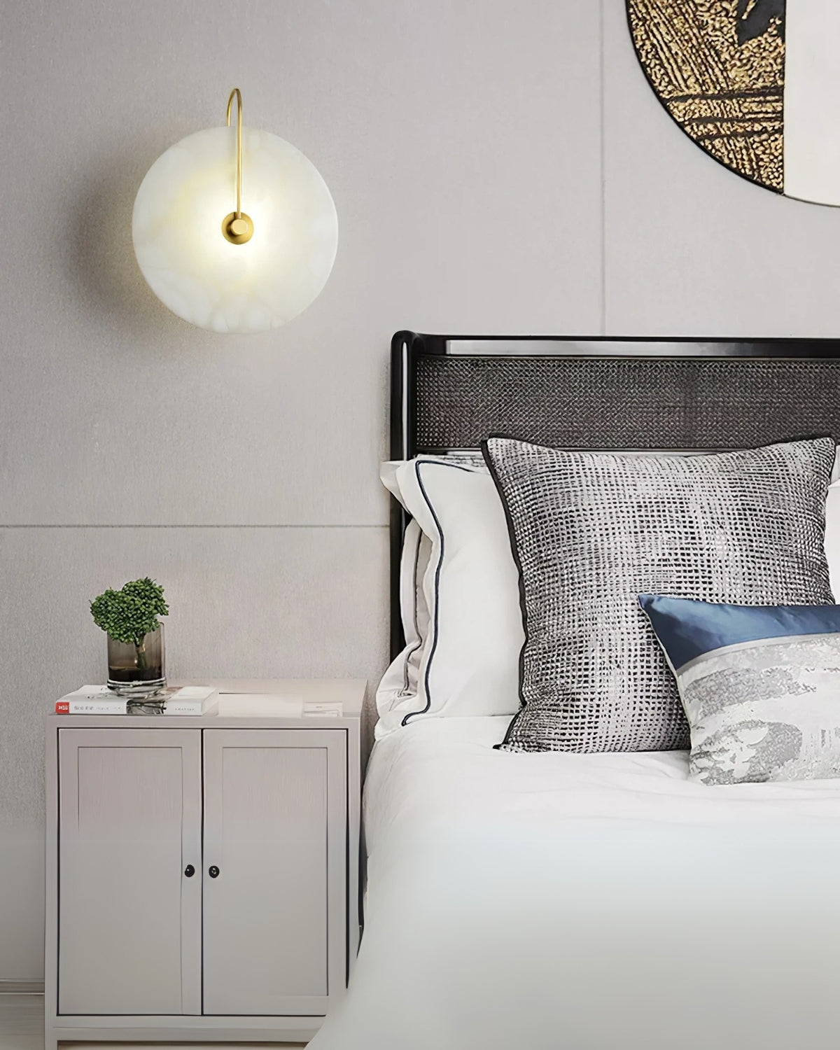 Ronde LED Wandlamp Acrylaat 20-25cm Zwart Goud Warm Licht Slaapkamer Hal | Sansoti