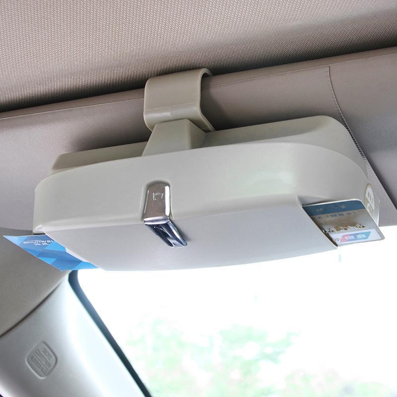 Brillenetui voor Auto Zonneklep - Fluwelen Opberghouder met Magneetslot Kaartenvakjes Penhouder Organizer | Sansoti