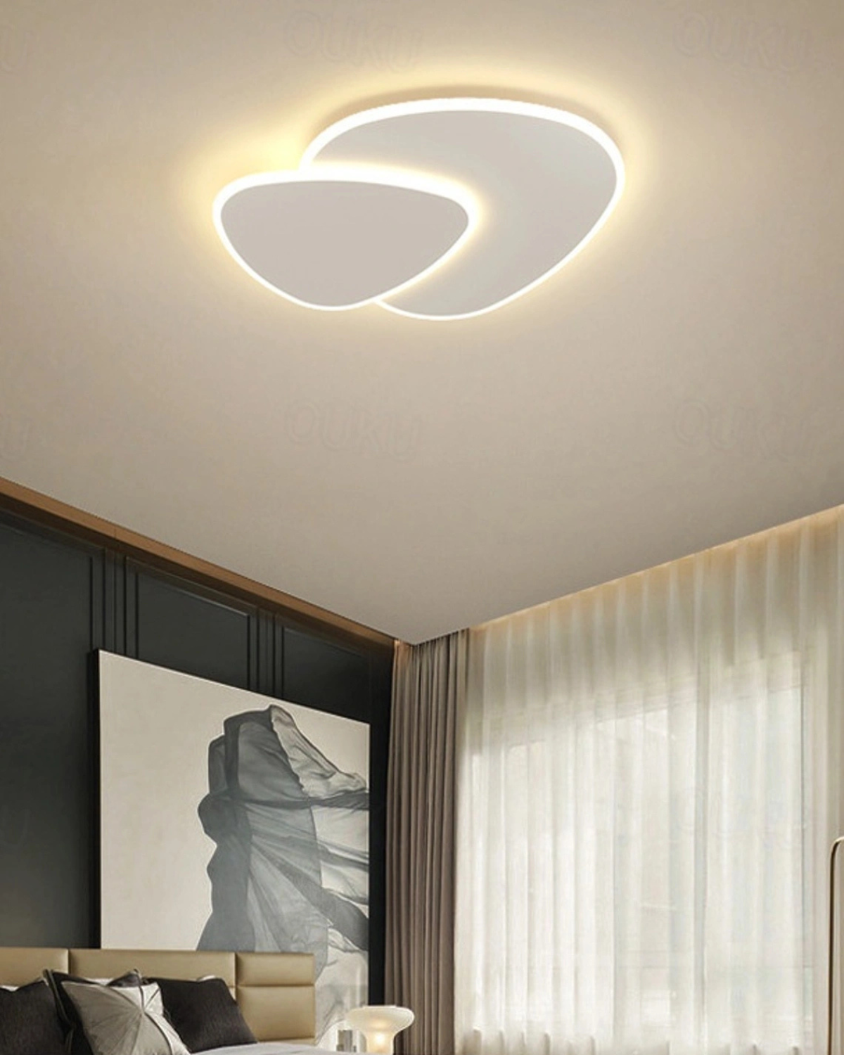 Plafondlamp Asymmetrisch Ontwerp LED Verlichting Warm Licht Modern Interieur Woonkamer Slaapkamer Eetkamer Minimalistische Designlamp | Sansoti
