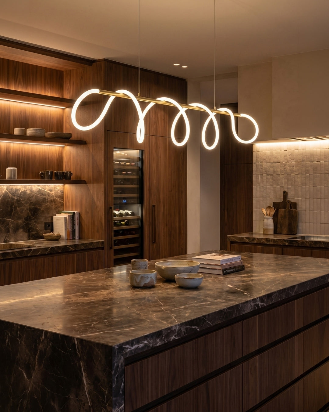 LED-design hanglamp met metalen koordstructuur zwart satijn 100 cm dimbaar warm wit modern interieur eetkamer keukeneiland | Sansoti